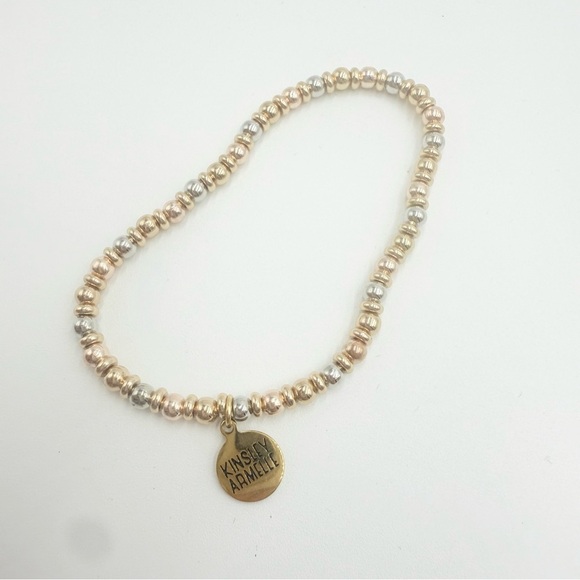 Kinsley Armelle 14K Yellow Gold Rose Gold and Silver Plated Beaded Bracelet - Picture 4 of 6